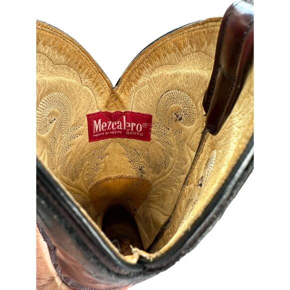 Mezcalero‎ Men's Burgundy Black Western Leather Cowboy Boots Size 7 - Picture 8 of 9